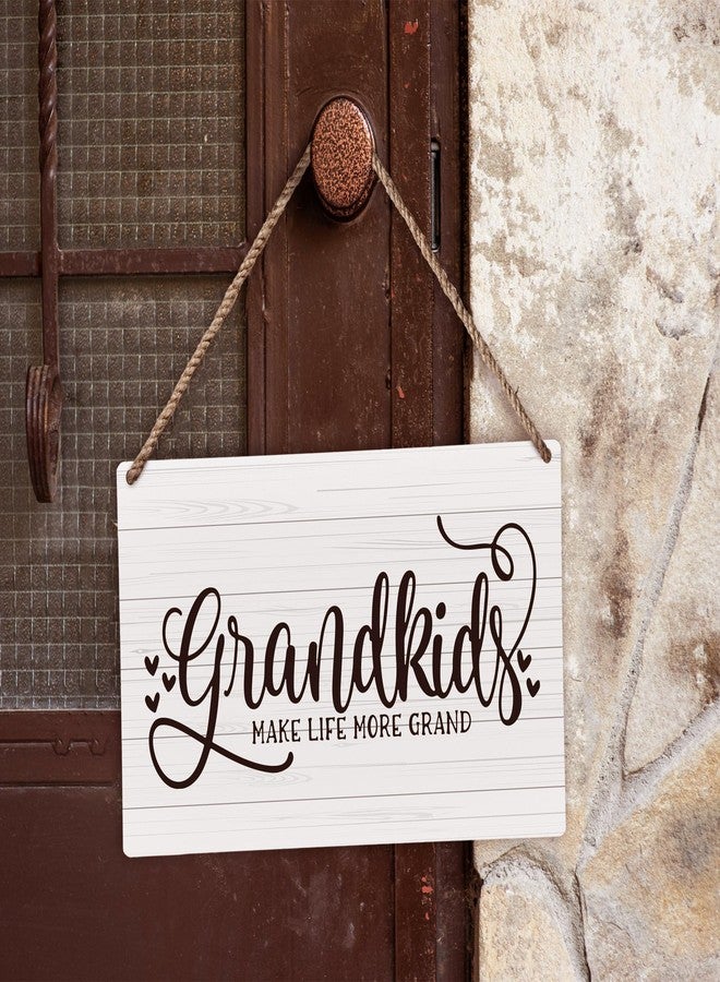 huester Grandparents Wood Plaque Sign, Grandkids Wall Decor, Grandparents Grandma Grandpa Gifts from Grandkids Grandchildren, Grandkids Make Life More Grand Home Wall Hanging Decor, 12x6 inches - Image 2